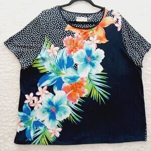 T-Shirt Polka Dot Floral Hibiscus Lily Dopamine Dressing Whimsycore Y2K Size XL